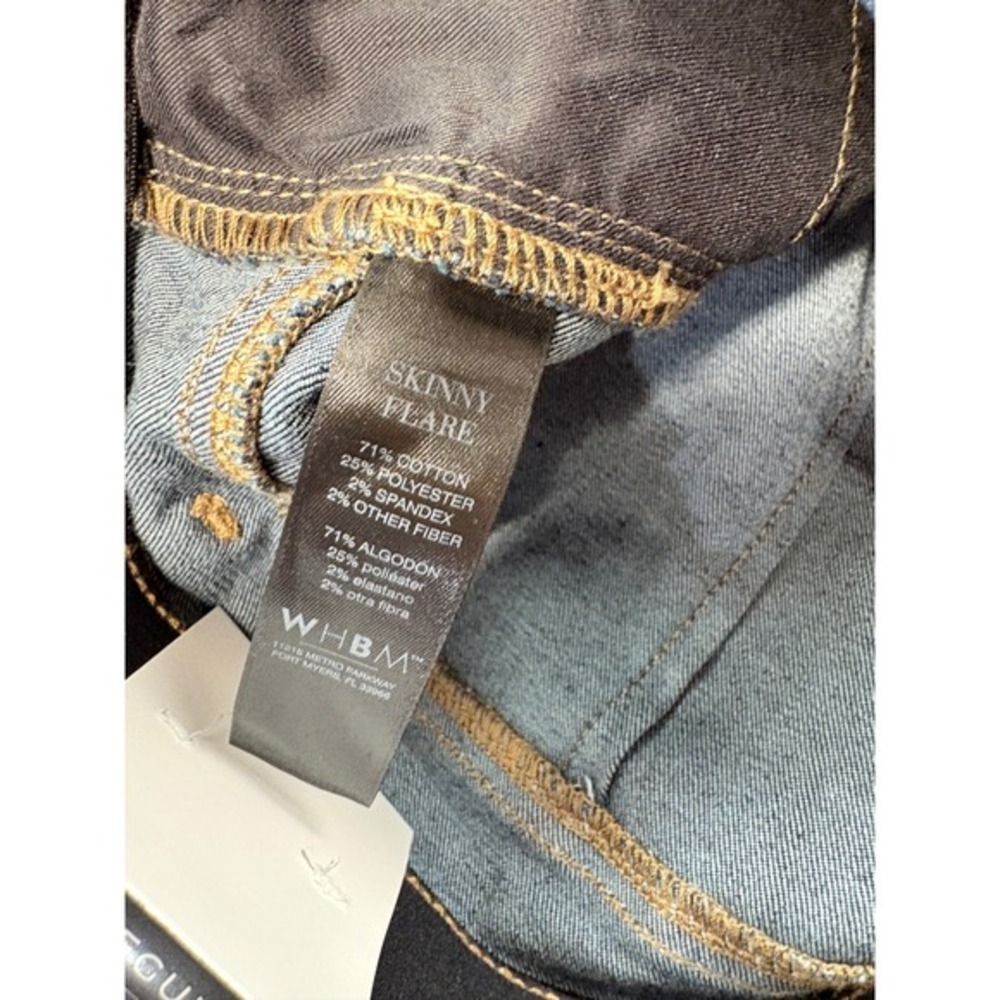 White House Black Market Outlet Skinny Flare Jeans Women 14R Blue Midnight Rinse - Picture 6 of 6
